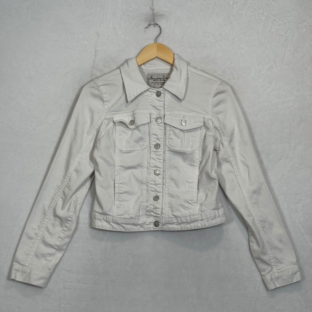 American Rag White Denim Trucker Jacket Small